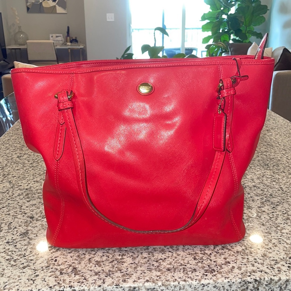 Red Coach Tote Bag